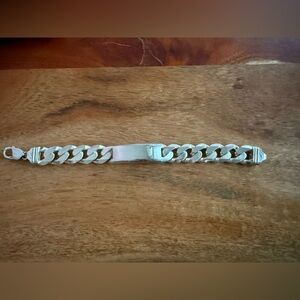 925 Sterling Silver Italy Men's ID Cuban link Bracelet 88.8g